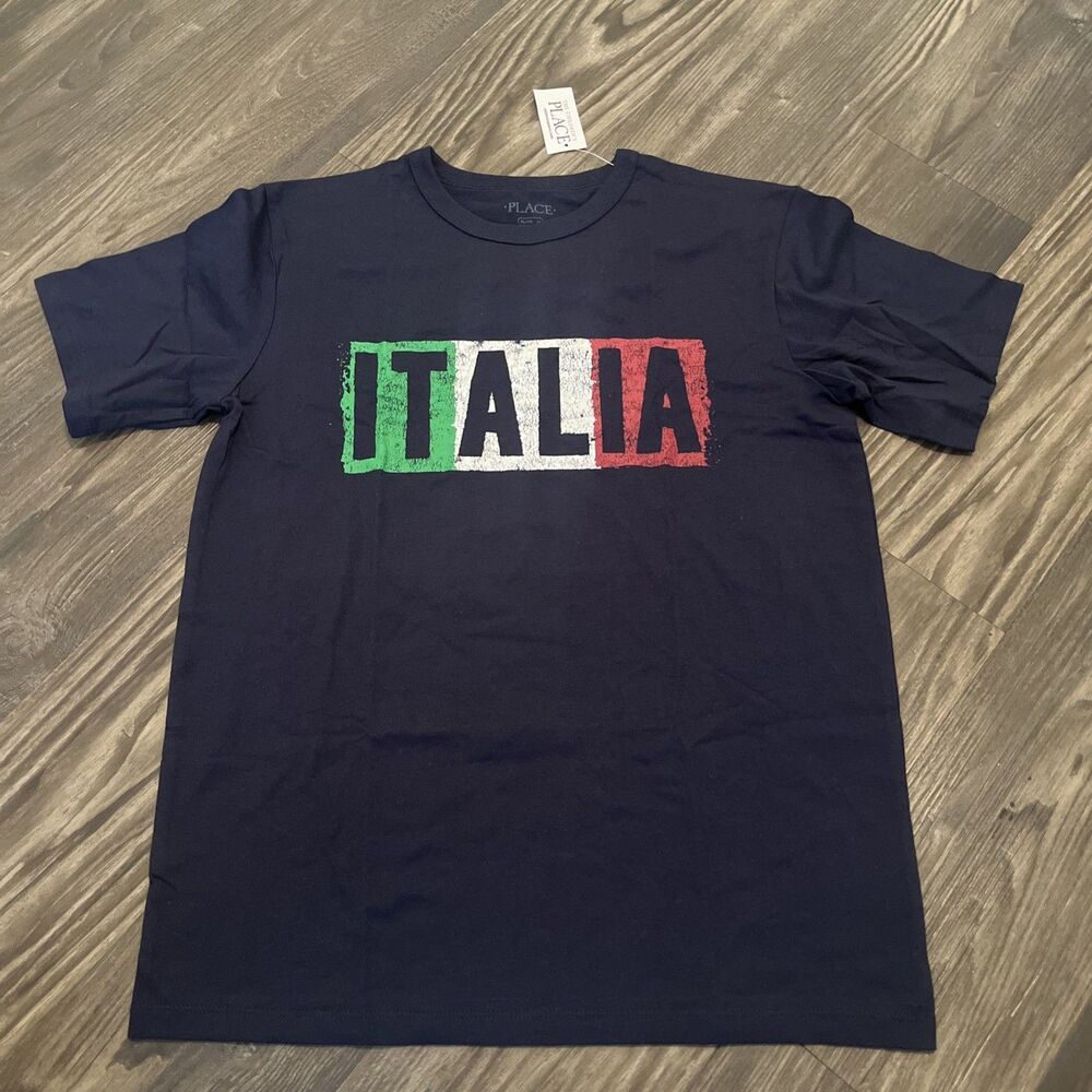 ITALIA T-Shirt Unisex Kids Tee Shirt Boys Girls The Children’s Place Blue XL 14